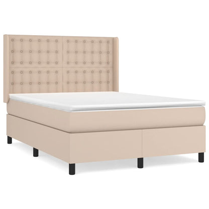 Boxspring Met Matras Kunstleer Kleurig Cappuccino 140 x 190 cm Knopen