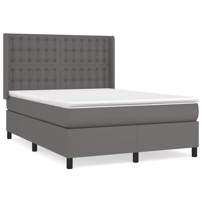 Boxspring Met Matras Kunstleer Grijs 140 x 200 cm Knopen