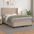 Box spring with mattress imitation leather cappuccino 140x200 cm