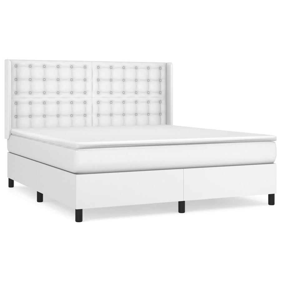 Boxspring Met Matras Kunstleer Wit 160 x 200 cm Knopen