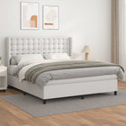 Boxspring Met Matras Kunstleer Wit 160 x 200 cm Knopen