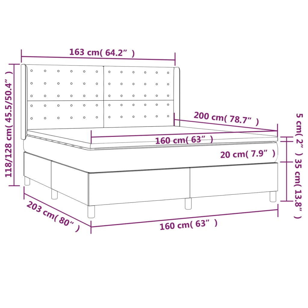 Boxspring met matras kunstleer crèmekleurig 160x200 cm