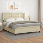 Boxspring met matras kunstleer crèmekleurig 180x200 cm 180 x 200 cm Crème