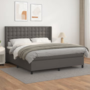 Boxspring 180x200 cm kunstleer grijs met matras