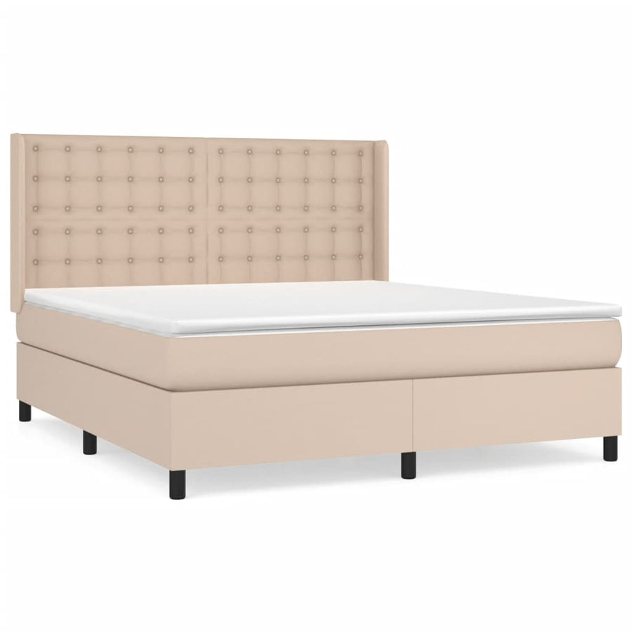 Boxspring met matras kunstleer cappuccinokleurig 180x200 cm