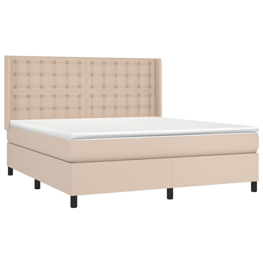 Boxspring met matras kunstleer cappuccinokleurig 180x200 cm
