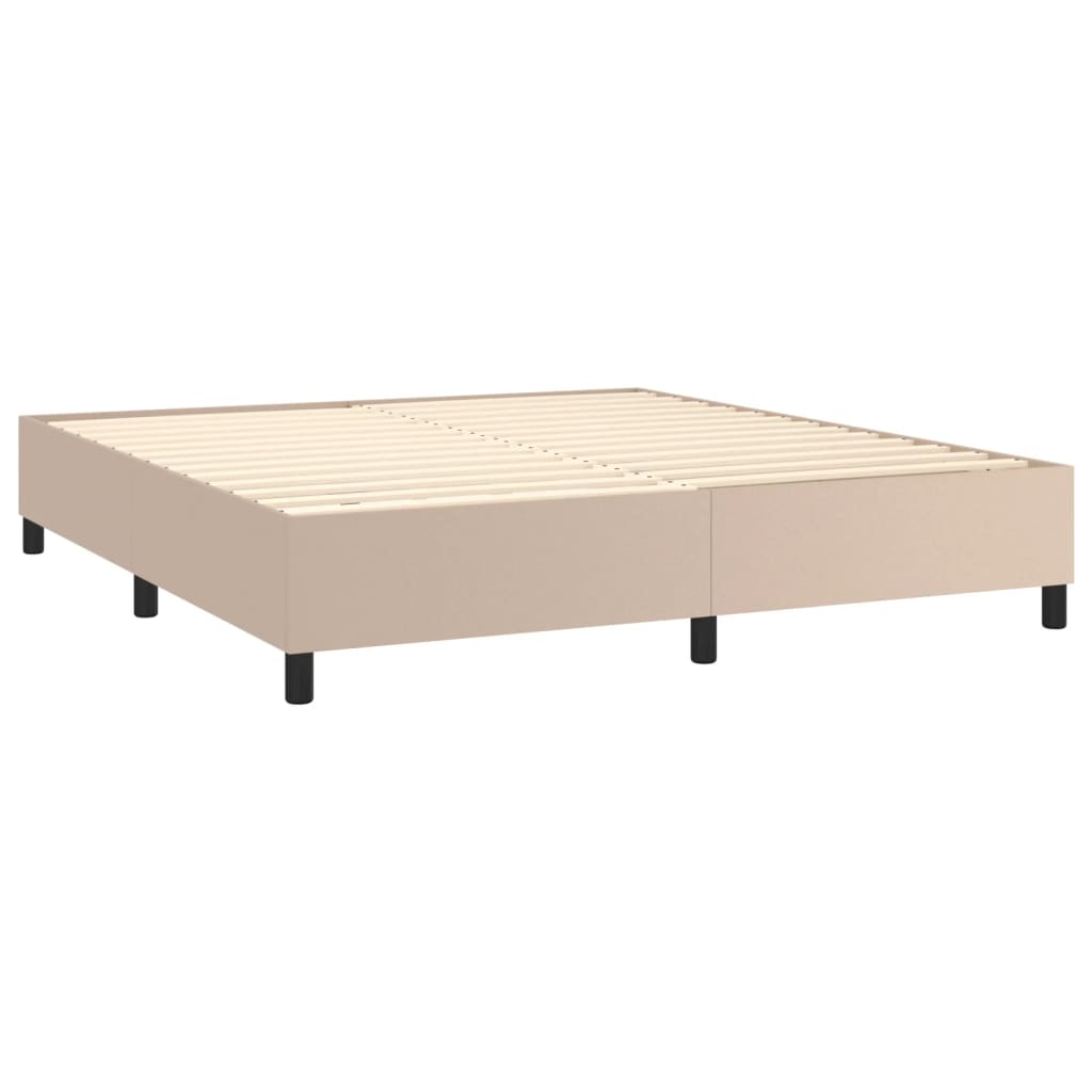 Boxspring met matras kunstleer cappuccinokleurig 180x200 cm