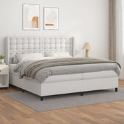 Boxspring met matras 200x200 cm wit kunstleer