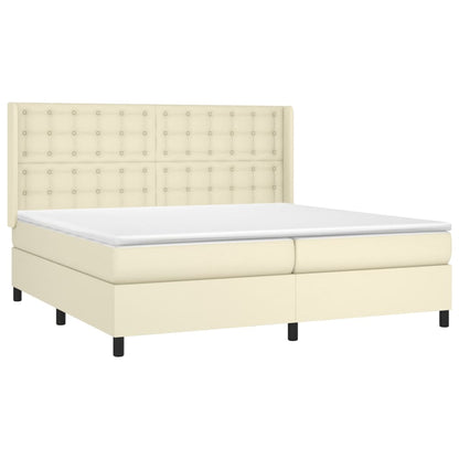 Boxspring met matras kunstleer crèmekleurig 200x200 cm
