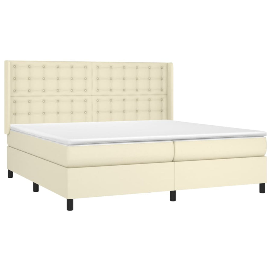 Boxspring met matras kunstleer crèmekleurig 200x200 cm