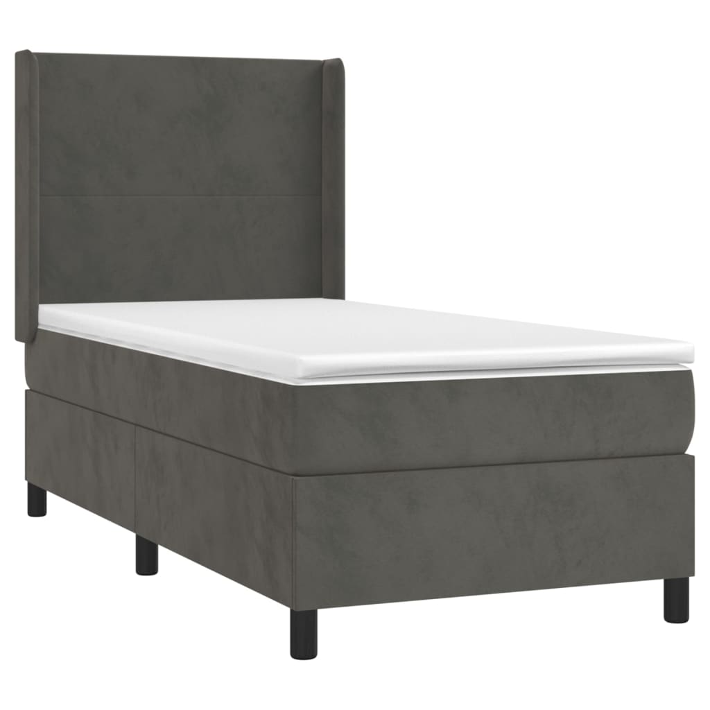 Boxspring Met Matras Fluweel Donkergrijs 80 x 200 cm Effen ontwerp