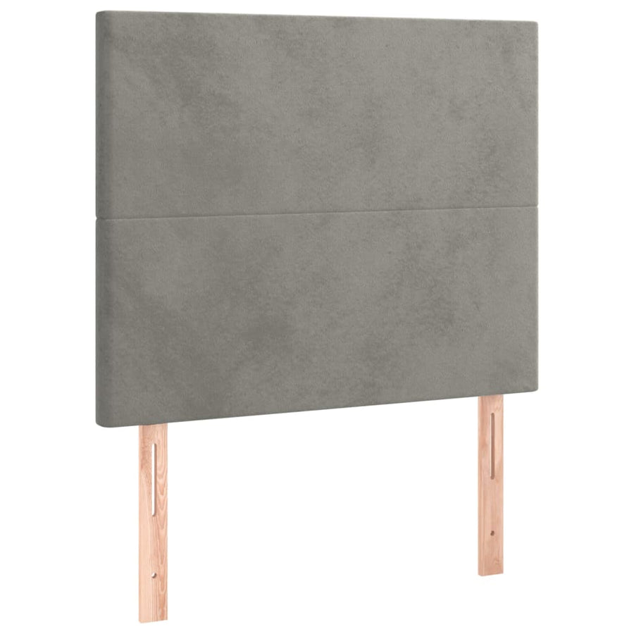 Boxspring Met Matras Fluweel Lichtgrijs 90 x 190 cm Effen ontwerp