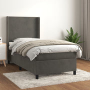 Boxspring met matras 90x190 cm donkergrijs fluweel