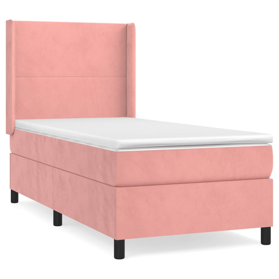 Boxspring Met Matras Fluweel Roze 90 x 190 cm Effen ontwerp