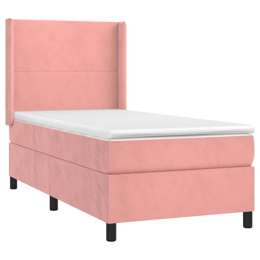 Boxspring Met Matras Fluweel Roze 90 x 190 cm Effen ontwerp