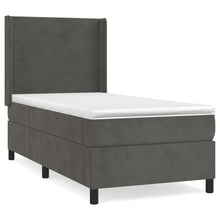 Boxspring Met Matras Fluweel Donkergrijs 100 x 200 cm Effen ontwerp