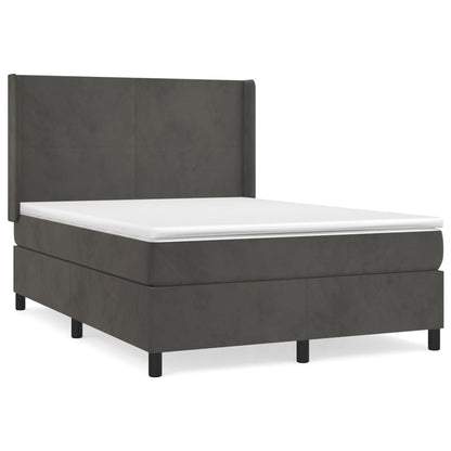 Boxspring Met Matras Fluweel Donkergrijs 140 x 190 cm Effen ontwerp