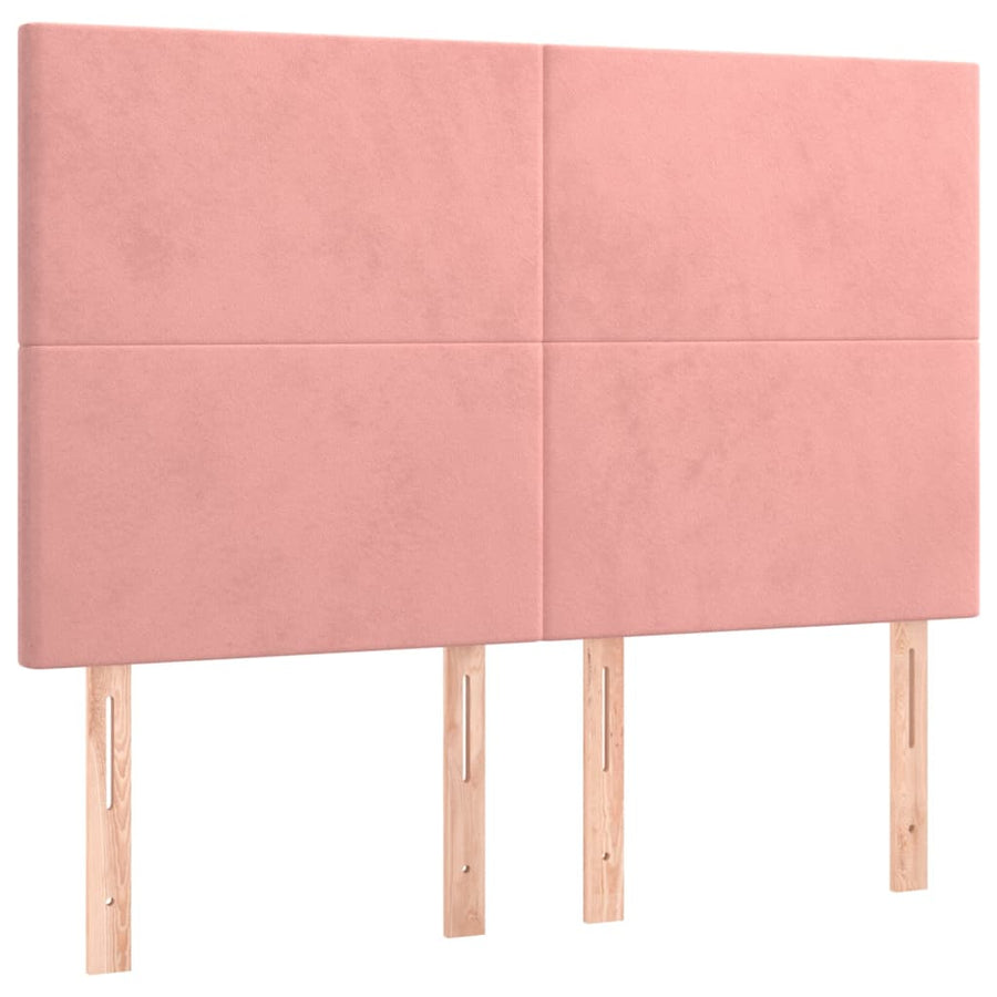 Boxspring Met Matras Fluweel Roze 140 x 190 cm Effen ontwerp