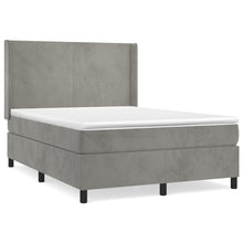 Boxspring Met Matras Fluweel Lichtgrijs 140 x 200 cm Effen ontwerp