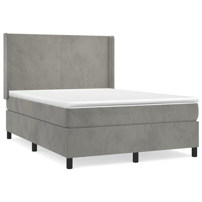 Boxspring Met Matras Fluweel Lichtgrijs 140 x 200 cm Effen ontwerp