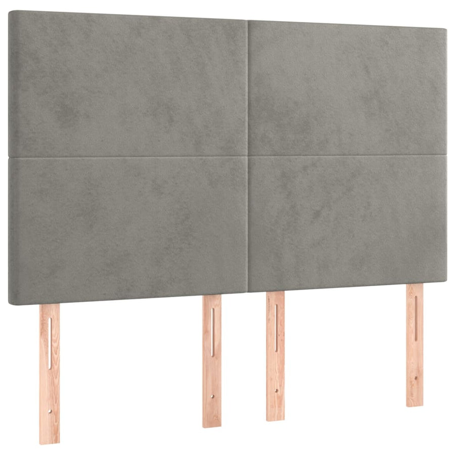 Boxspring Met Matras Fluweel Lichtgrijs 140 x 200 cm Effen ontwerp