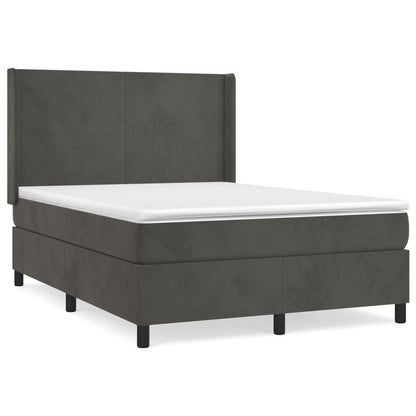 Boxspring Met Matras Fluweel Donkergrijs 140 x 200 cm Effen ontwerp