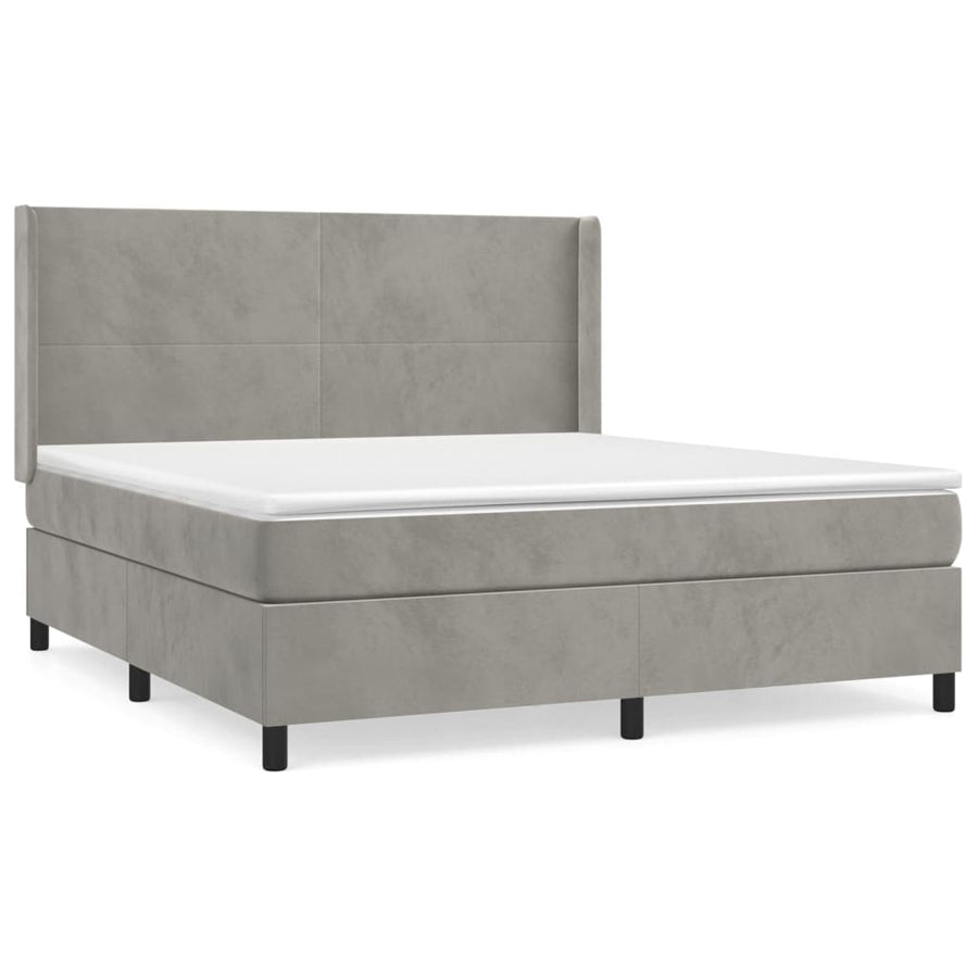 Boxspring Met Matras Fluweel Lichtgrijs 160 x 200 cm Effen ontwerp