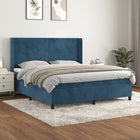 Boxspring Met Matras Fluweel Donkerblauw 160 x 200 cm Effen ontwerp