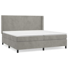 Boxspring Met Matras Fluweel Lichtgrijs 200 x 200 cm Effen ontwerp