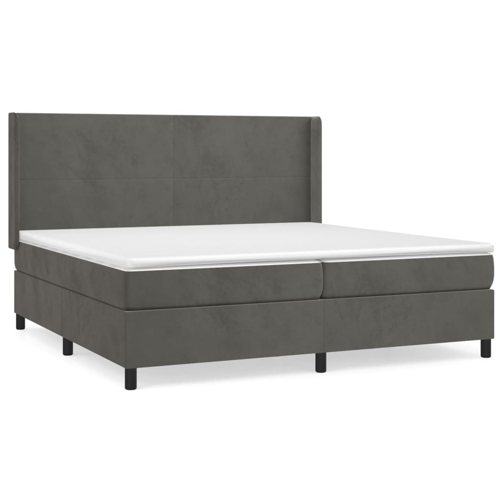 Boxspring Met Matras Fluweel Donkergrijs 200 x 200 cm Effen ontwerp