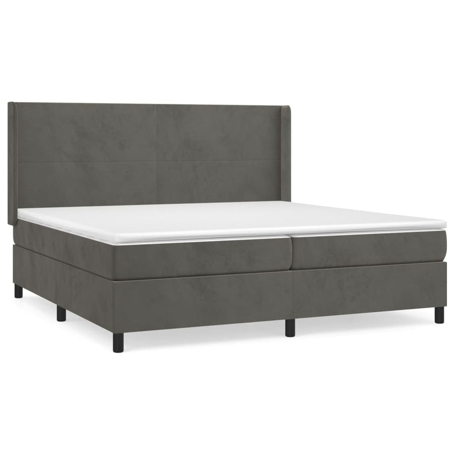 Boxspring Met Matras Fluweel Donkergrijs 200 x 200 cm Effen ontwerp