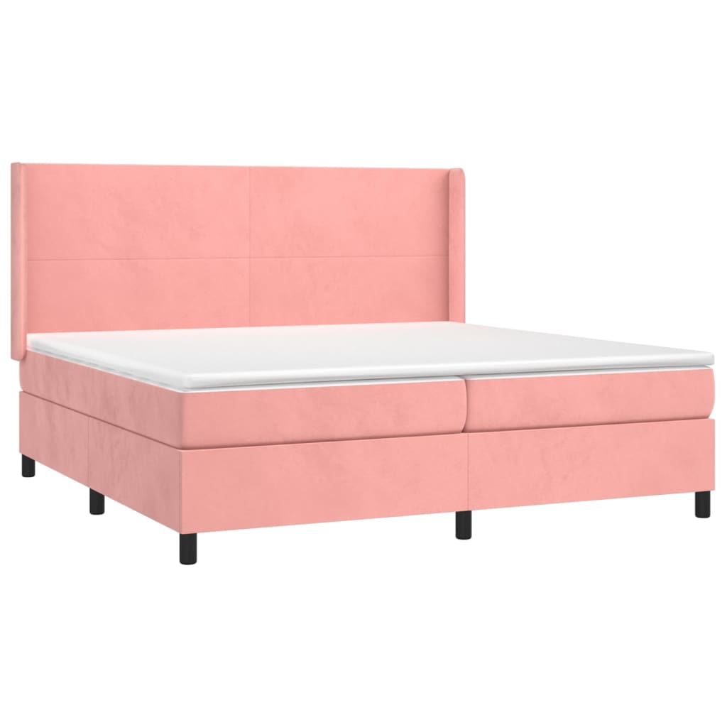 Boxspring Met Matras Fluweel Roze 200 x 200 cm Effen ontwerp