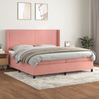 Velvet Pink Box Spring with Mattress 200x200 cm