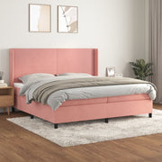 Boxspring met matras 200x200 cm roze fluweel