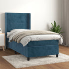 Boxspring Met Matras Fluweel Donkerblauw 90 x 190 cm Effen met spijkers