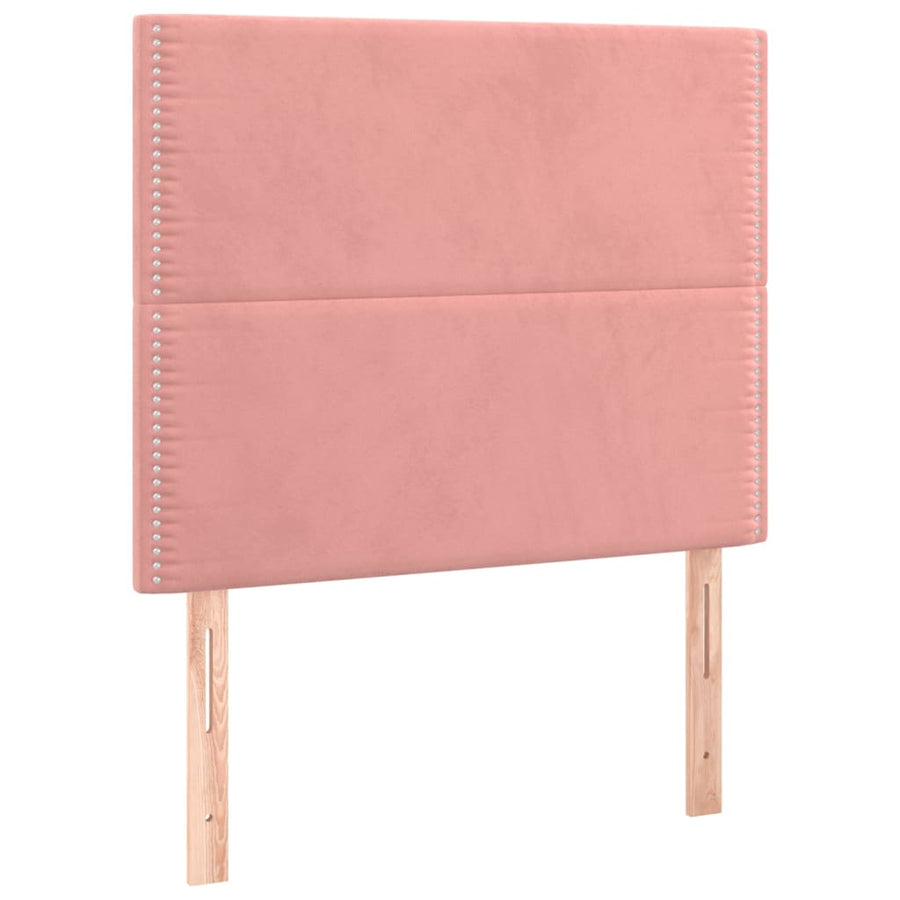 Boxspring Met Matras Fluweel Roze 90 x 190 cm Effen met spijkers