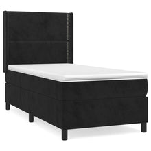 Boxspring Met Matras Fluweel Zwart 100 x 200 cm Effen met spijkers
