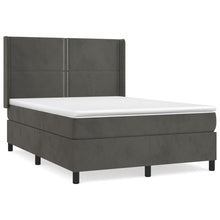 Boxspring Met Matras Fluweel Donkergrijs 140 x 190 cm Effen met spijkers