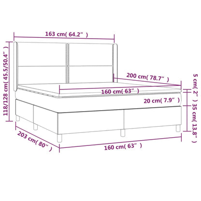 Boxspring Met Matras Fluweel Zwart 160 x 200 cm Effen met spijkers