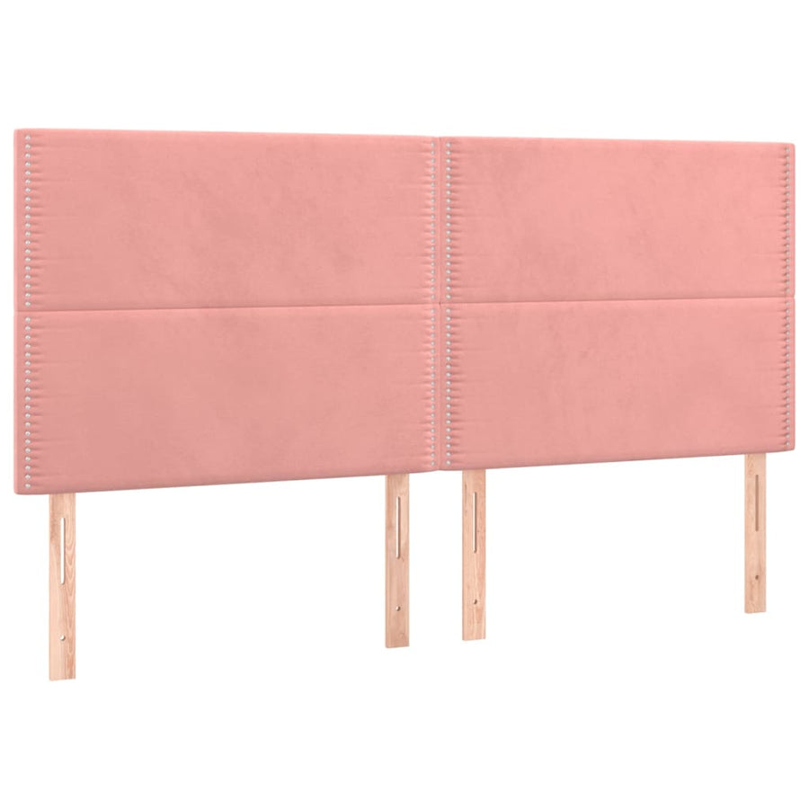 Boxspring Met Matras Fluweel Roze 160 x 200 cm Effen met spijkers
