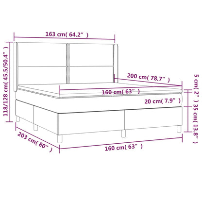 Boxspring Met Matras Fluweel Roze 160 x 200 cm Effen met spijkers