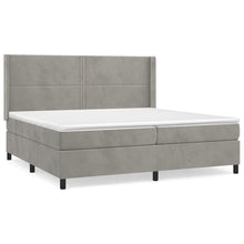 Boxspring Met Matras Fluweel Lichtgrijs 200 x 200 cm Effen met spijkers