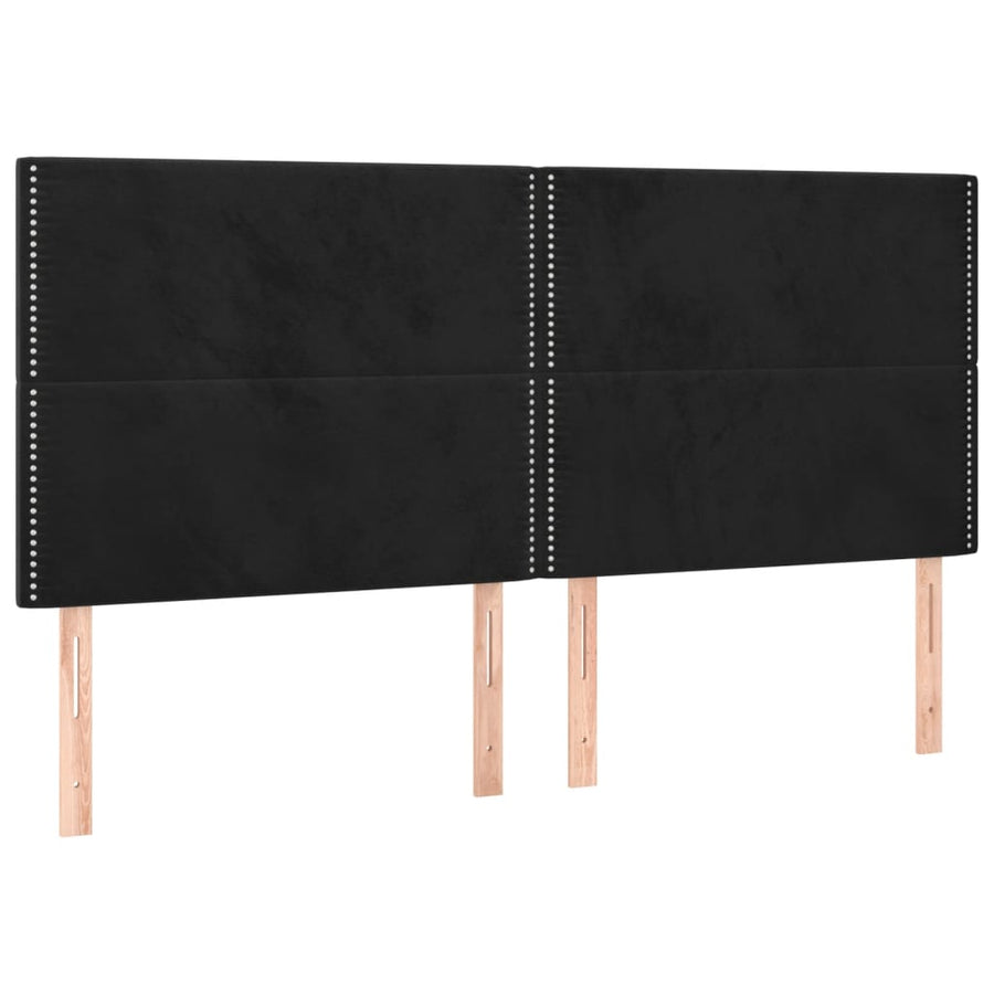 Boxspring Met Matras Fluweel Zwart 200 x 200 cm Effen met spijkers