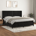 Box spring with velvet mattress black 200x200 cm