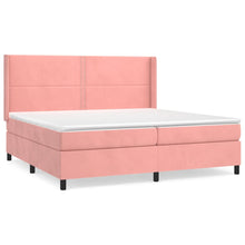 Boxspring Met Matras Fluweel Roze 200 x 200 cm Effen met spijkers