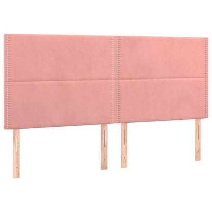 Boxspring Met Matras Fluweel Roze 200 x 200 cm Effen met spijkers