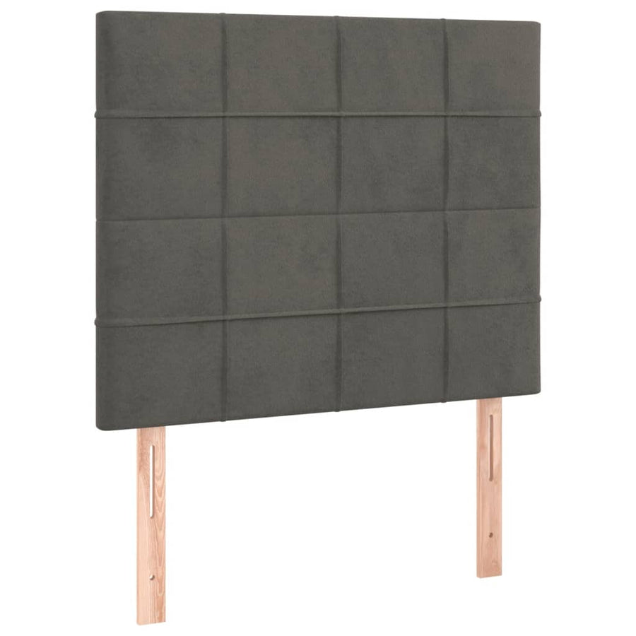 Boxspring Met Matras Fluweel Donkergrijs 80 x 200 cm Blok met vierkanten