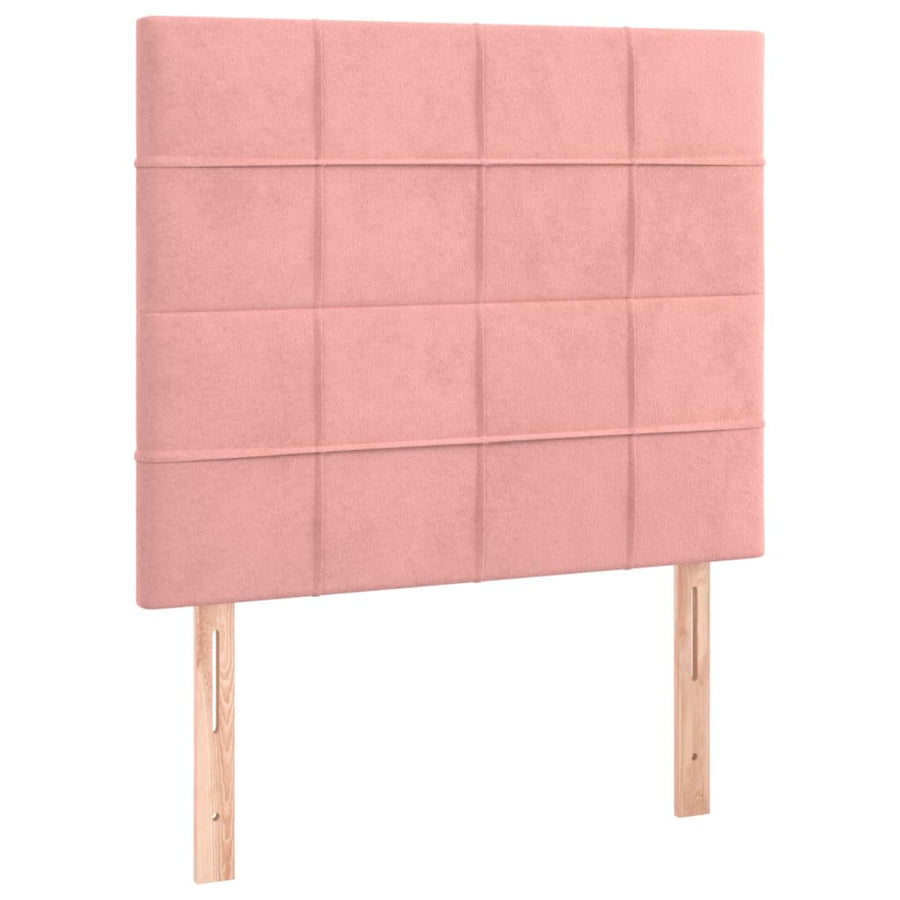 Boxspring Met Matras Fluweel Roze 90 x 190 cm Blok met vierkanten