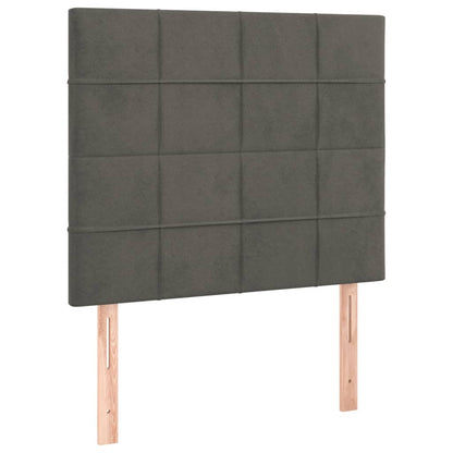 Boxspring Met Matras Fluweel Donkergrijs 90 x 200 cm Blok met vierkanten