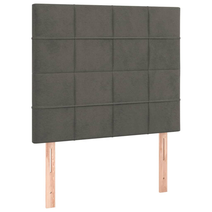 Boxspring Met Matras Fluweel Donkergrijs 90 x 200 cm Blok met vierkanten